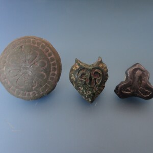 Ancient Three Brooches for Attaching Belt. Artifacts of Slavic Type 12-13th century AD image 3