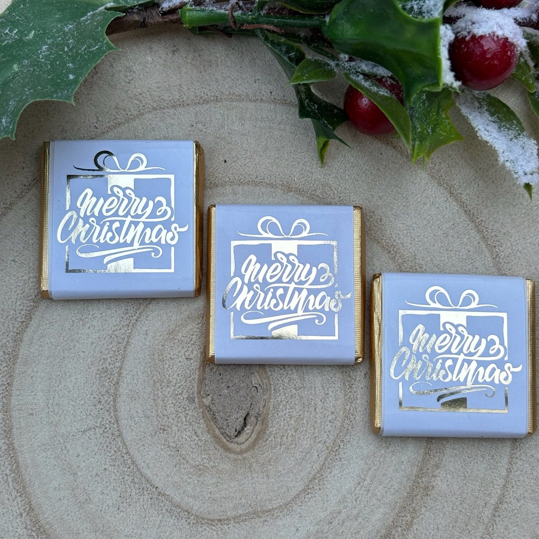 Personalised Christmas Present Chocolate Favours Merry - Etsy UK
