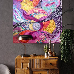 Enigma of creation, abstract oil painting, #abstract #painting #space #universe #gold #purple #landscape