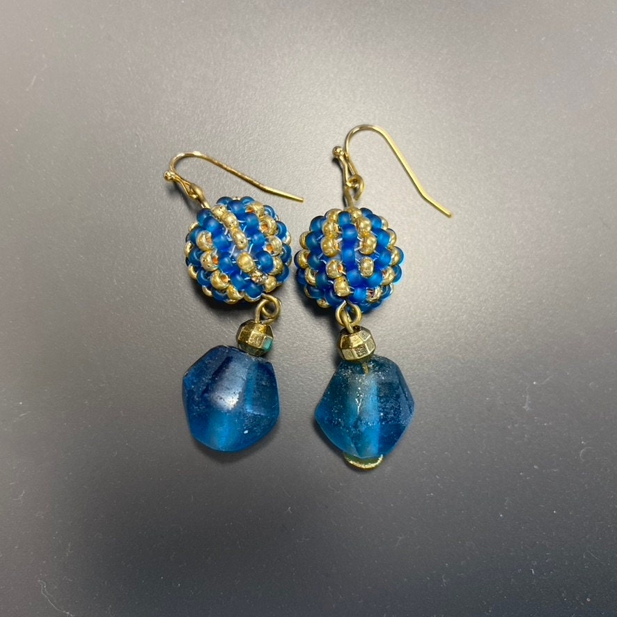 Seed Beaded Sports Ball Drop Earrings - Approximately 2.25 (265402)