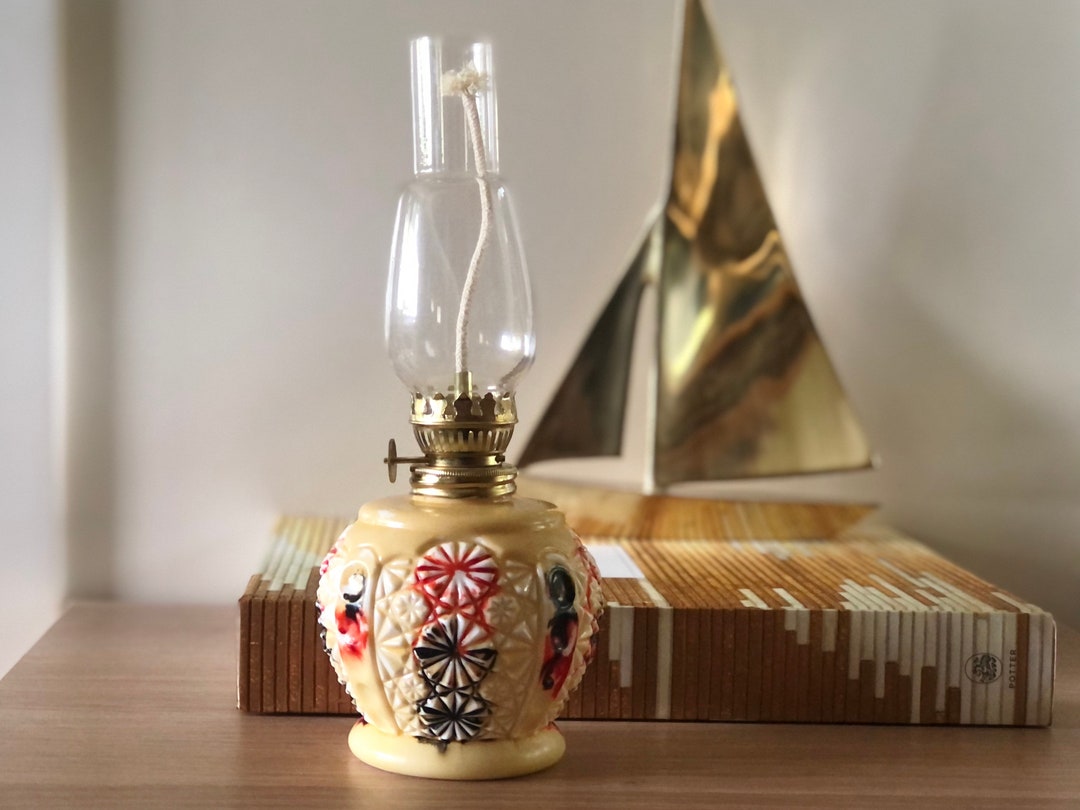Midcentury Oil Lamp With Dripped Glazed/painted Base Etsy