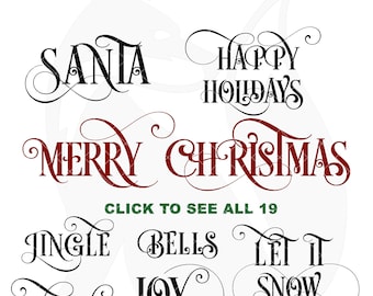 Merry Christmas  Script Elegant Font Jolly Santa Christmas Inkspace JPG png GIF Fancy Scripty Elegant Swash Decor