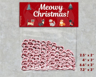 Kitty Cat Kisses Treat Bag Christmas Toppers Printable Christmas Toppers Christmas Party Favor Bag Topper Classroom Christmas Bag Toppers