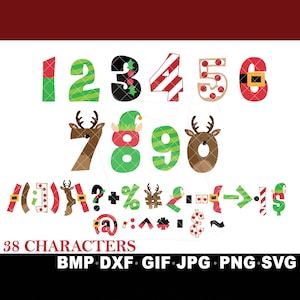 Christmas Alphabet Christmas Png Letters Christmas Font Doodle Alpha Bundle Reindeer Santa Claus Numbers Alphabet Doodle Set Png SVG PNG DXF