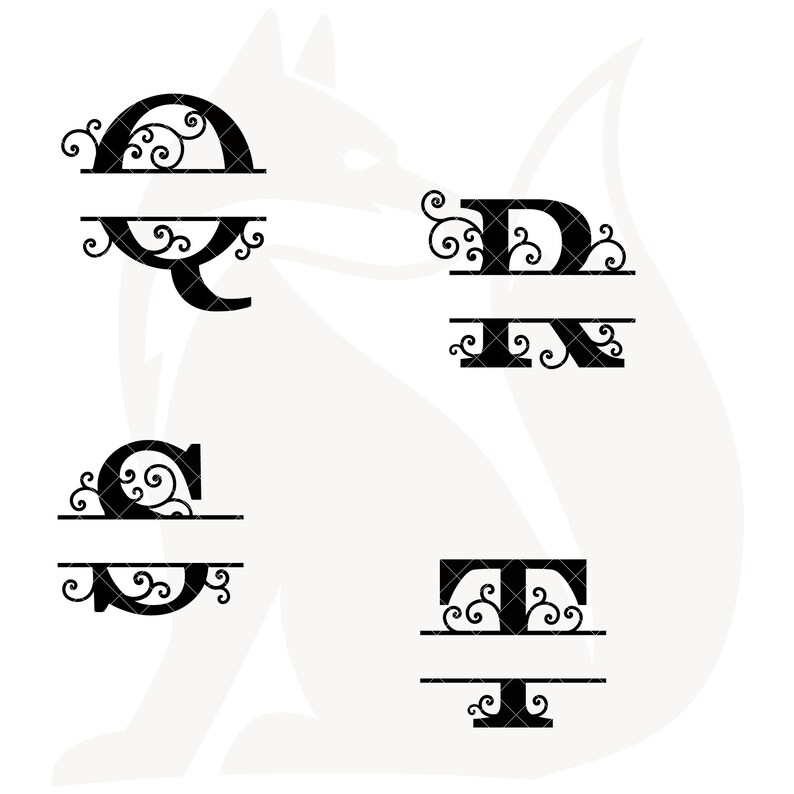 Split Monogram Design SVG 26 Split Monogram Letters Bundle Script Font Cricut Silhouette ...