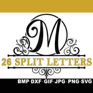 SVG 26 Monogram Letters Bundle Script Font Cricut Silhouette Inkspace JPG png GIF Fancy Scripty Elegant Decor Zip Alphabet Split Letter abc