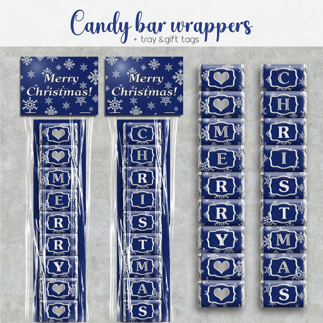 MERRY CHRISTMAS Alphabet Letter Miniature Candy Bar Wrappers W/ Tray ...