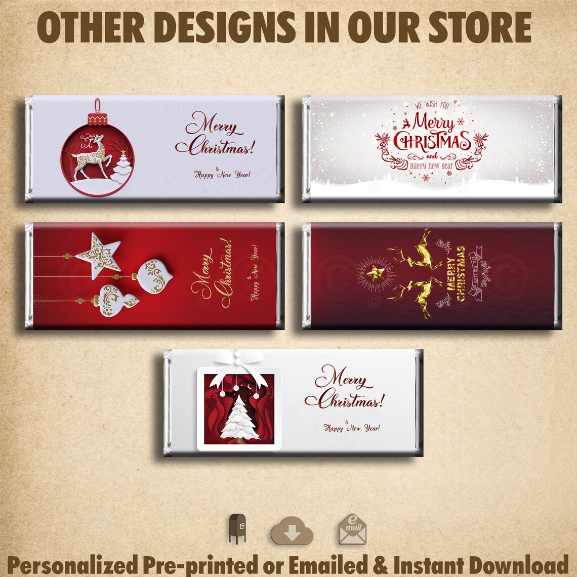 INSTANT DIGITAL DOWNLOAD Merry Christmas Chocolate Candy Bar | Etsy