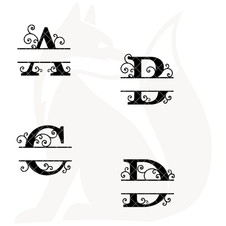 Split Monogram Design SVG 26 Split Monogram Letters Bundle Script Font Cricut Silhouette ...