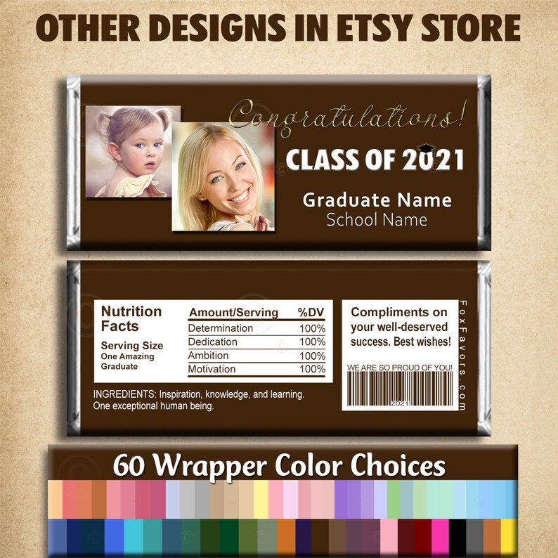 Home Hobby Instant Download Class Of 2021 Printable Congratulations Graduate Chocolate Candy Bar Wrapper Unique Party Gift Favor Graduation Decor Packaging Wrapping