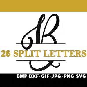 SVG 26 Monogram Letters Bundle Script Font Cricut Silhouette Inkspace JPG png GIF Fancy Scripty Elegant Decor Zip Alphabet Split Letter abc