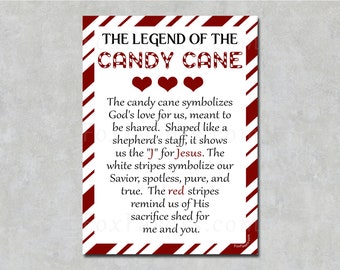 Legend of the Candy Cane Printable Tag, Candy Cane Poem Christmas Tags ...