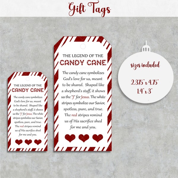 Legend of the Candy Cane Printable Tag, Candy Cane Poem Christmas Tags, Treat Tag, Candy Cane Tag, Christian Treat Tag, Meaning of Christmas