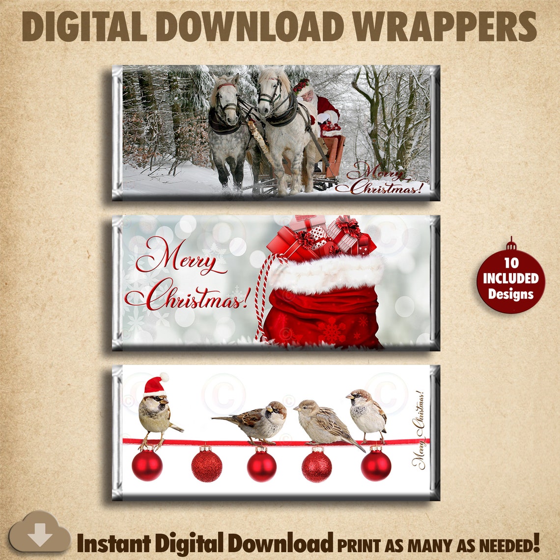 INSTANT DIGITAL DOWNLOAD Merry Christmas Chocolate Candy Bar | Etsy