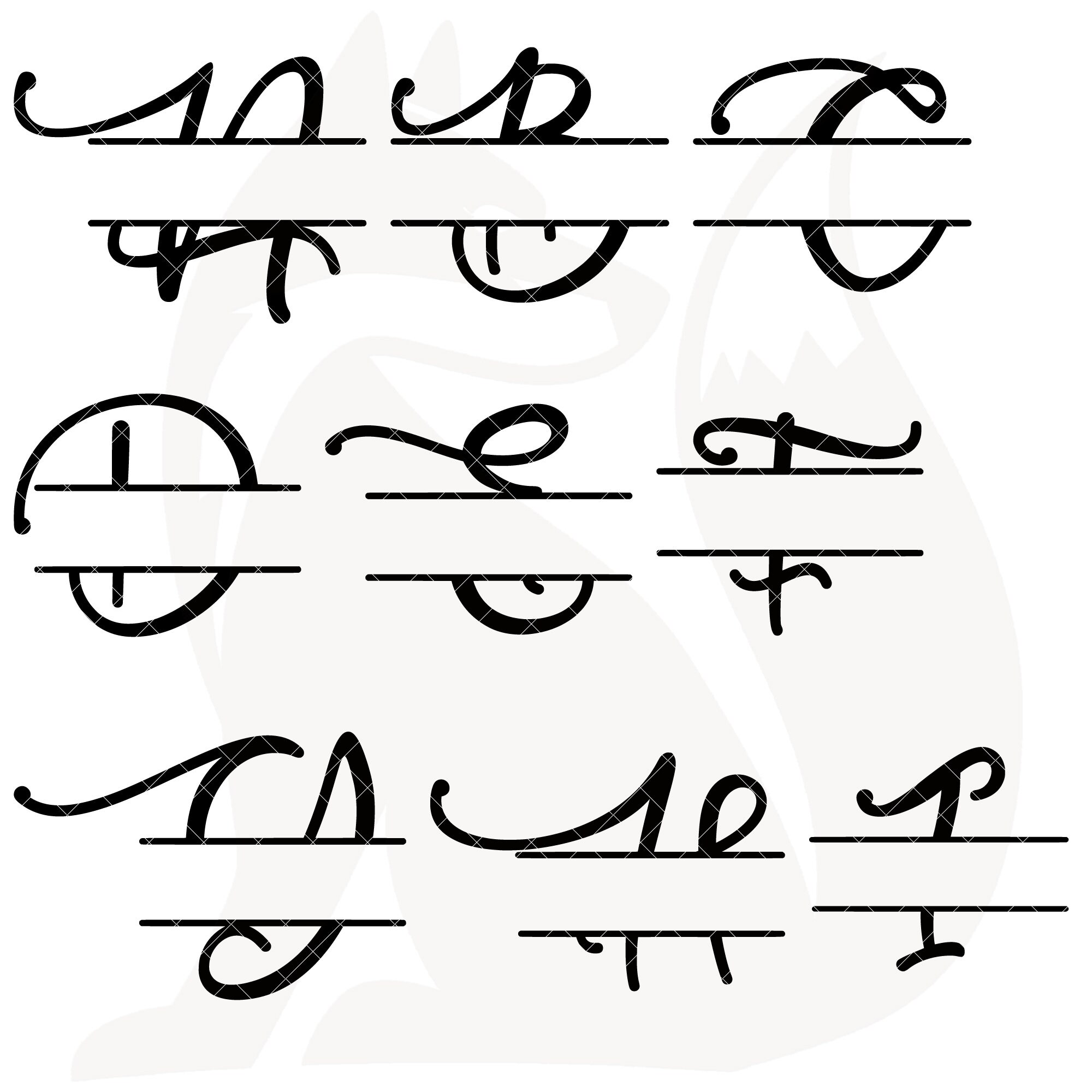 SVG 26 Monogram Letters Bundle Script Font Cricut Silhouette Inkspace ...