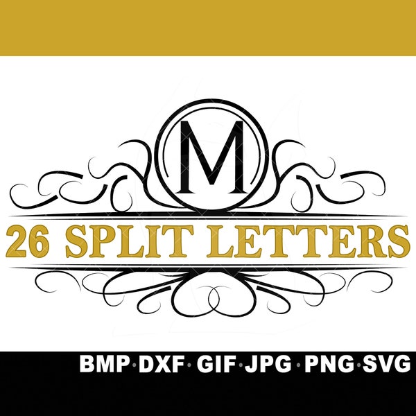 SVG 26 Monogram Letters Bundle Script Font Cricut Silhouette Inkspace JPG png GIF Fancy Scripty Elegant Decor Zip Alphabet Split Letter abc