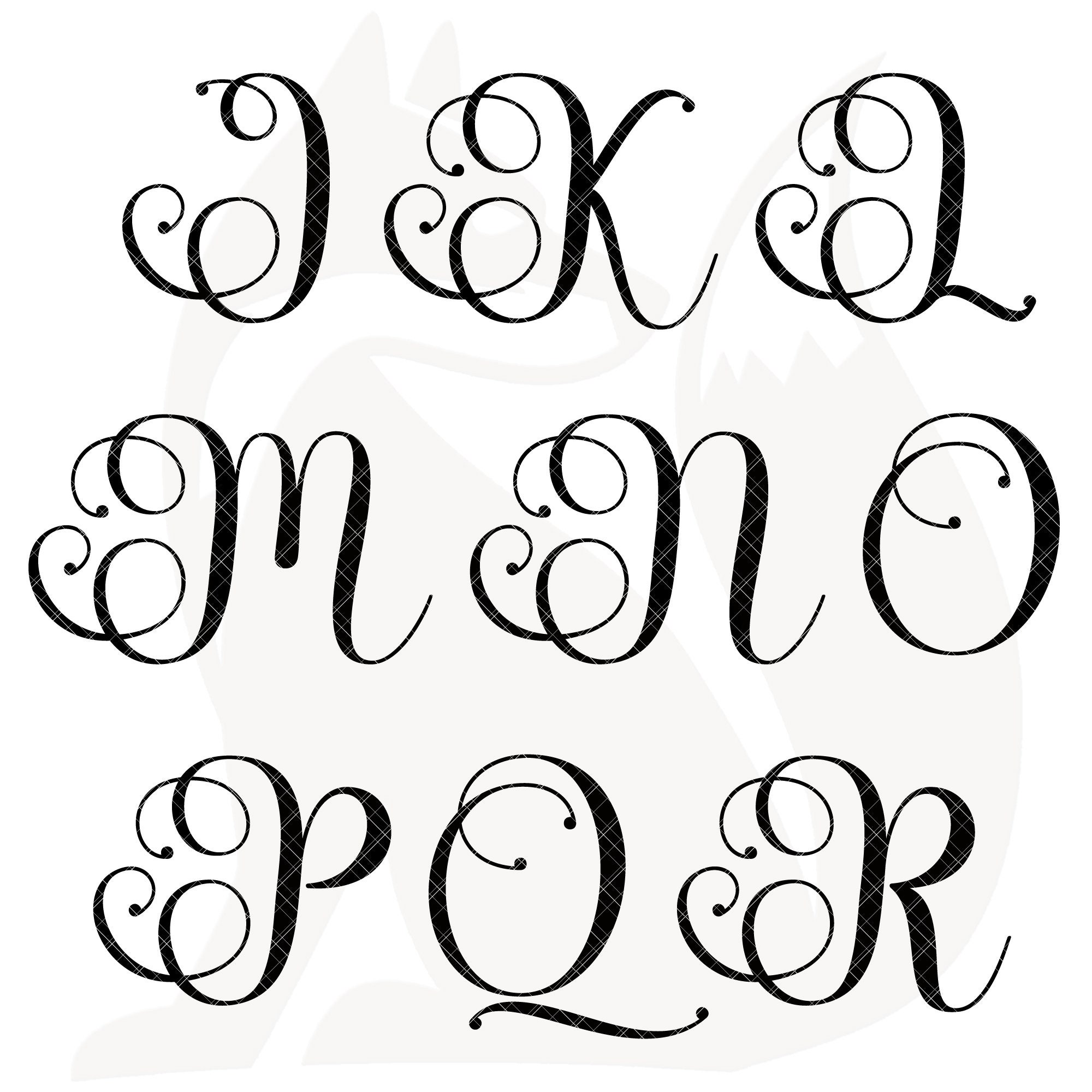 SVG 26 Monogram Letters Bundle Script Font Calligraphy JPG Png GIF ...