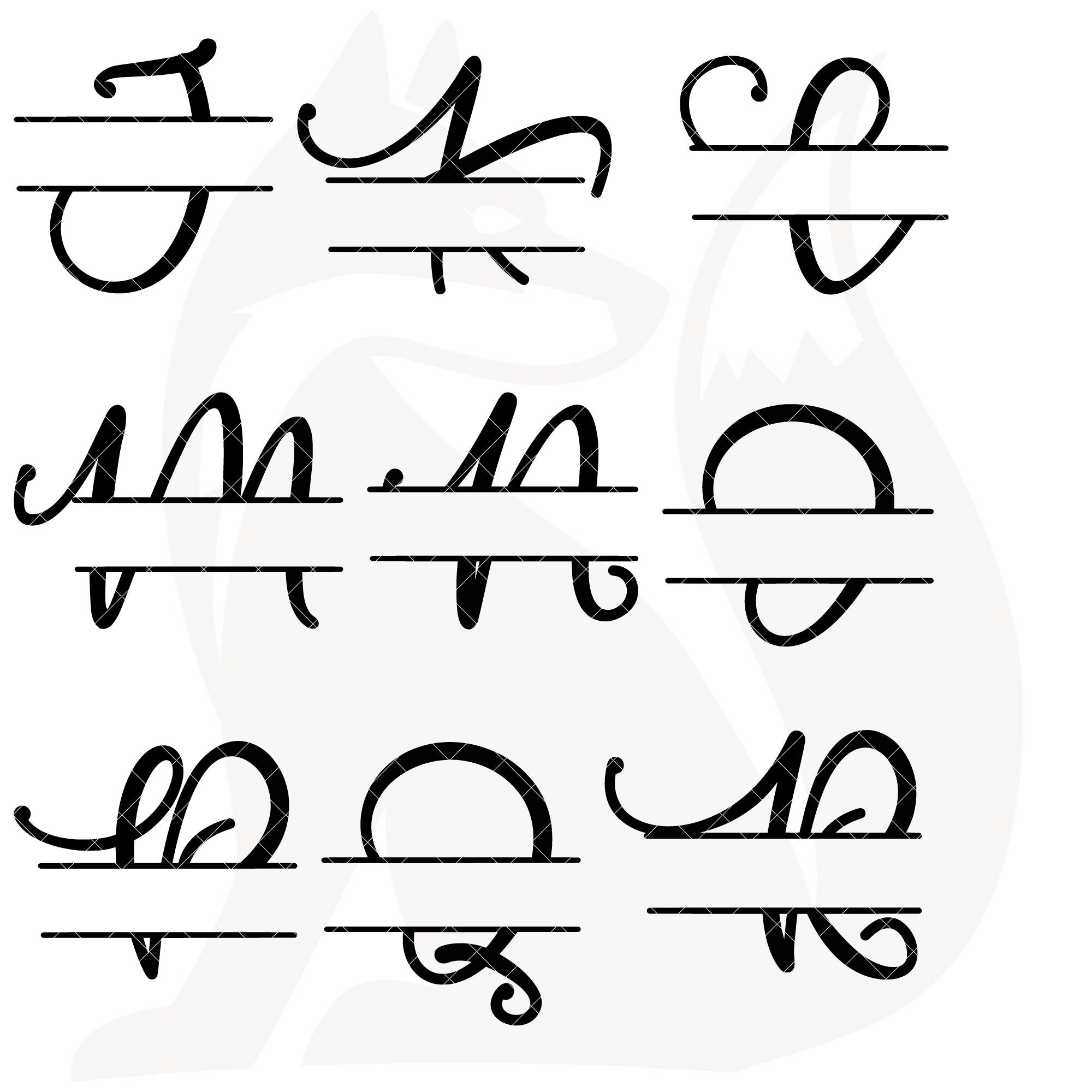 SVG 26 Monogram Letters Bundle Script Font Cricut Silhouette Inkspace ...