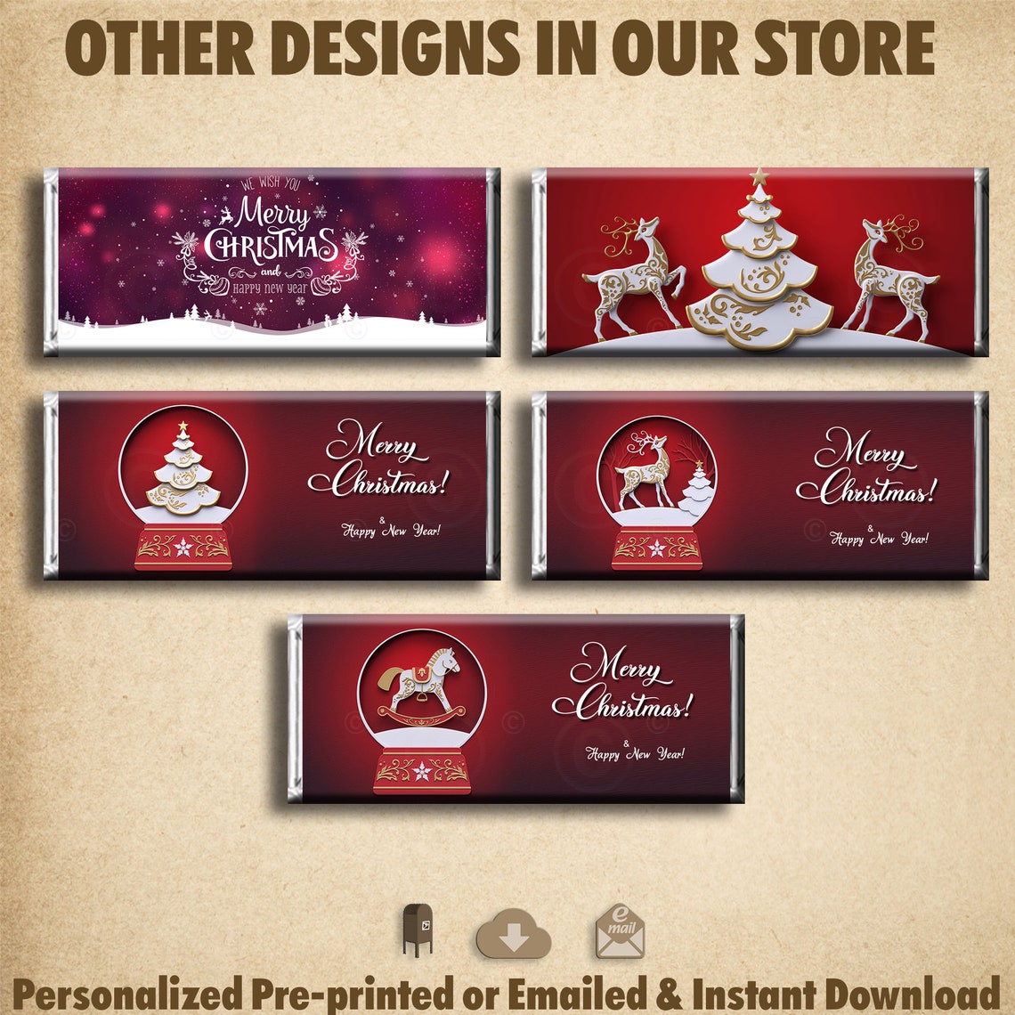 INSTANT DIGITAL DOWNLOAD Merry Christmas Chocolate Candy Bar | Etsy