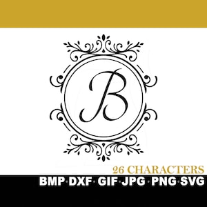 SVG 26 Monogram Letters Bundle Script Font Cricut Silhouette Inkspace JPG png GIF Fancy Scripty Elegant Decor Zip Alphabet Split Letter abc