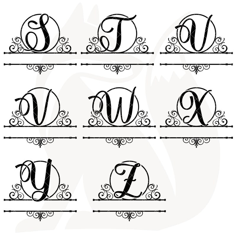SVG 26 Monogram Letters Bundle Script Font Cricut Silhouette Inkspace ...