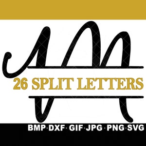 SVG 26 Monogram Letters Bundle Script Font Cricut Silhouette Inkspace JPG png GIF Fancy Scripty Elegant Decor Zip Alphabet Split Letter abc