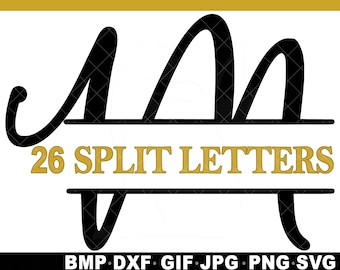 how to write fancy letter SVG 26 Monogram Letters Bundle Script Font Cricut Silhouette Inkspace JPG png GIF Fancy Scripty Elegant Decor Zip Alphabet Split Letter abc
