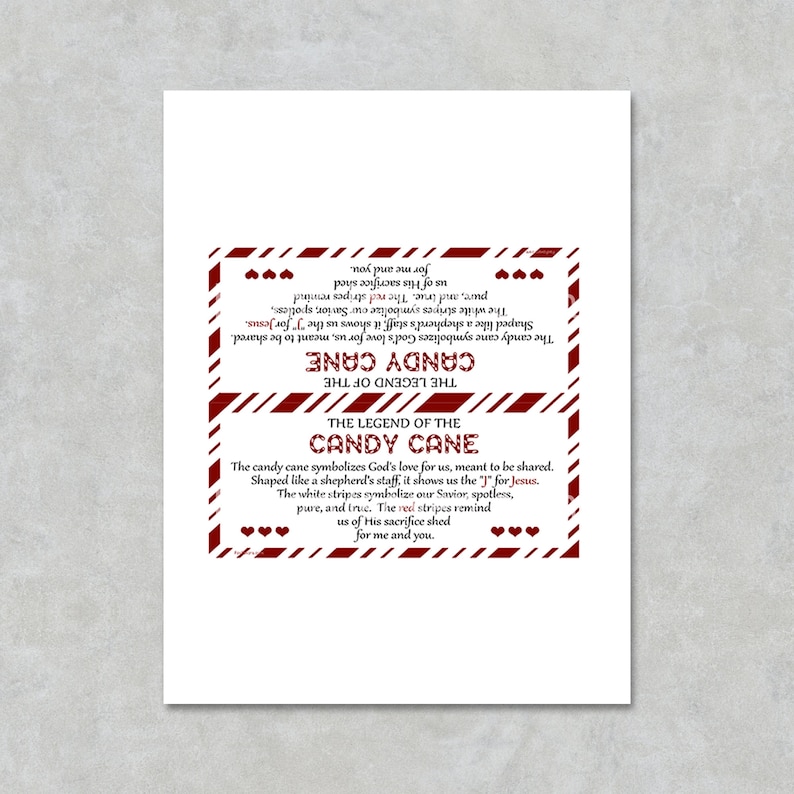 Legend of the Candy Cane Printable Tag, Candy Cane Poem Christmas Tags ...