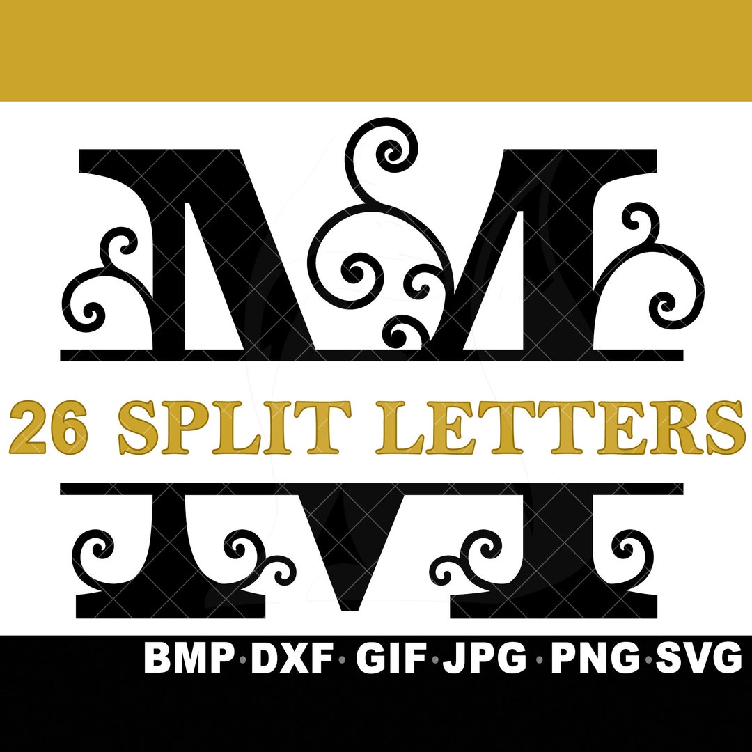 Split Script Letters SVG 26 Split Monogram Letters Bundle Script Font Cricut Silhouette ...
