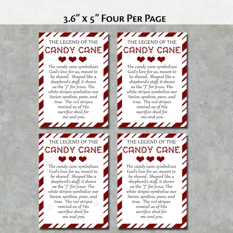 Legend of the Candy Cane Printable Tag Candy Cane Poem - Etsy