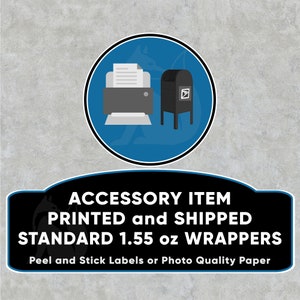Add-On PRE-PRINTED Peel & Stick Labels Stickers MAILED Photo Quality Paper Chocolate Candy Bar Wrapper Thank You Birthday Graduation Holiday