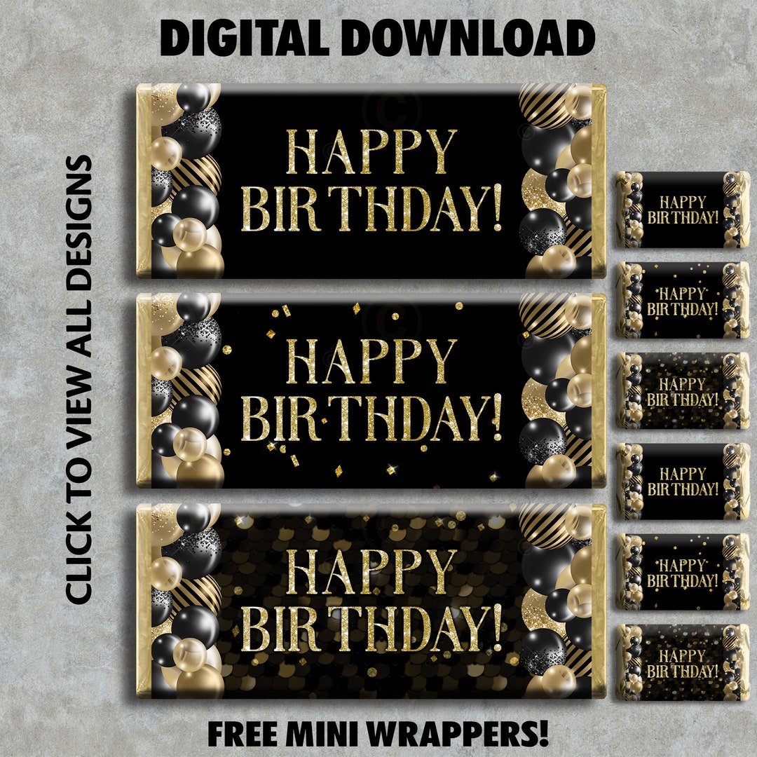 HAPPY BIRTHDAY Instant Digital Download Printable Chocolate Candy Bar ...