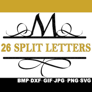 SVG 26 Monogram Letters Bundle Script Font Cricut Silhouette Inkspace JPG png GIF Fancy Scripty Elegant Decor Zip Alphabet Split Letter abc
