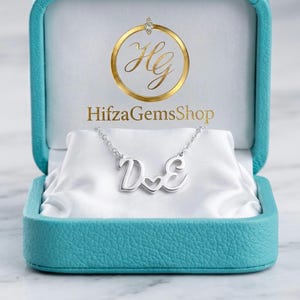Collar de plata personalizado con dos iniciales en forma de corazón, colgante con nombre y iniciales personalizados, regalo para ella.