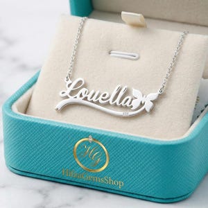 Personalized Butterfly Name Necklace, Custom Nameplate, Dainty Script Name Jewelry