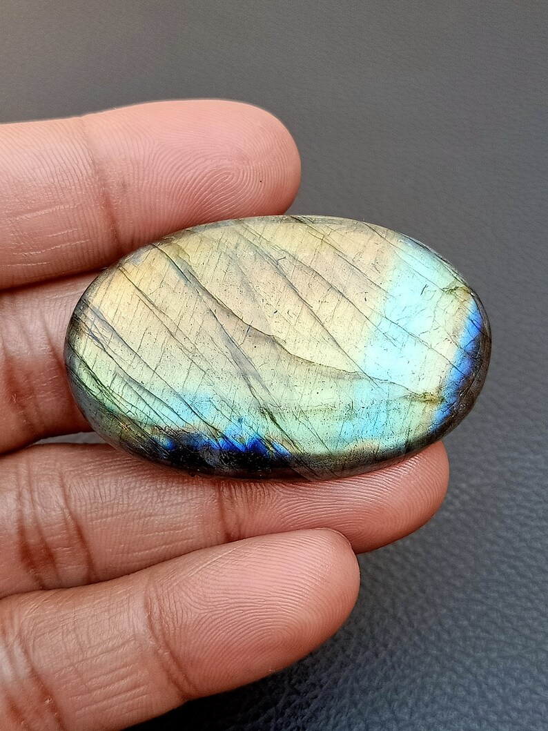 107 Carat 50x32x7 MM Beautiful Multi Fire labradorite Cabochon Cabochon Loose Gemstone Top Quality..! labradorite Round Shape