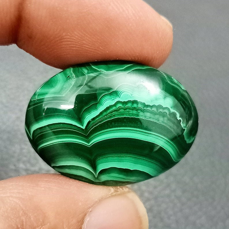 Green Malachite Calibrated Cabs Malachite Gemstone Oval Shape 1Pcs Green Malachite Gemstone Cabochon For Jewelry Making 29x22x6 MM