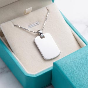 Silver Tiny Dog Tag Pendant, Minimalist Silver Rectangle Plate Necklace