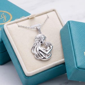 Silver Mother & Child Pendant Necklace, CZ Crystal New Mom Gift, Maternity Jewelry