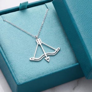 Minimalist Bow & Arrow Pendant Silver Archery Necklace Dainty Cupid Charm