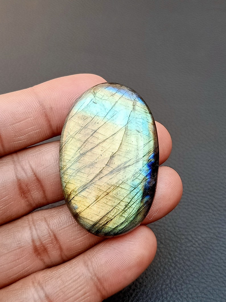 107 Carat 50x32x7 MM Beautiful Multi Fire labradorite Cabochon Cabochon Loose Gemstone Top Quality..! labradorite Round Shape