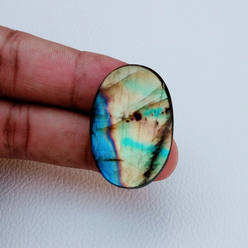 Loose Gemstone, 100/% Natural Multi Flashy labradorite Gemstone,Cabochon,Top Quality..! labradorite Pear Shape 34x22x9 MM