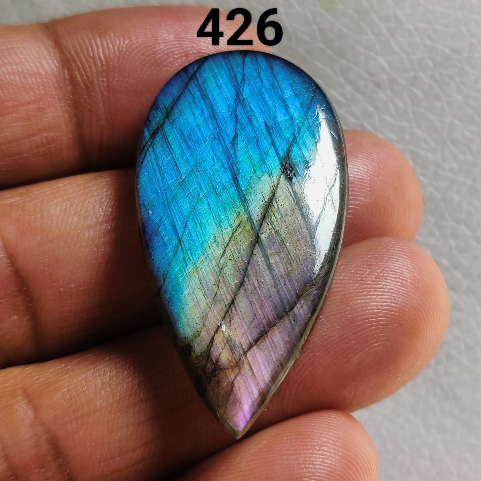 Naturel Multi Flashy Labradorite Cabochon Main Poli Pierre Précieuse - Foto 5