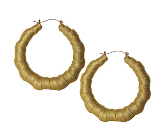 Chartreuse Bamboo Hoop Style Earrings | Hoop Earrings | Bamboo Earrings | Statement Hoop Earrings | 14kt Gold Filled  | Green Yellow Earring