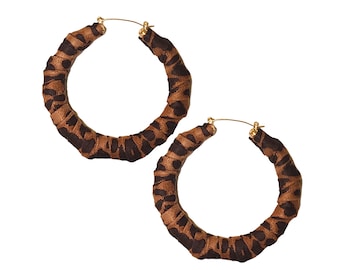 Cheetah Hoop Earrings |  Leopard Hoops, Animal Print Bamboo Hoops, Leopard Print Earrings | Jungle Style Earrings | Animal Lover Earrings