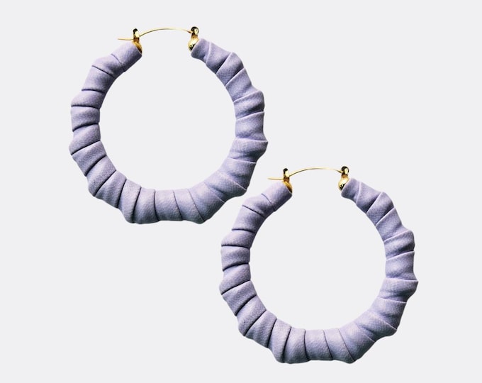 Lavender Faux Leather Hoops