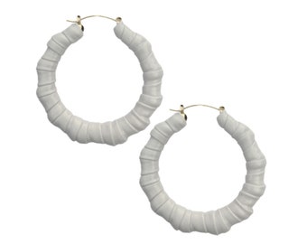 White Patent Leather Classic Hoopz | White Earrings | Wearable in Any Season | Rare Finds | Attention Grabbing | Great With All Colors |