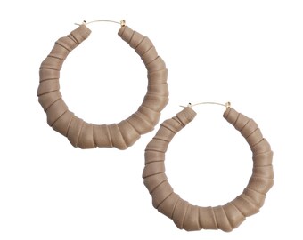 Clay Soft Faux Leather Hoopz | Neutral Tones