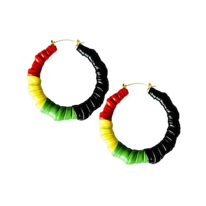 Hoop Earrings | Bamboo Earrings | Juneteenth |  | Black History | Faux Leather | Black Lives Matter | Black Girls | African | Culture