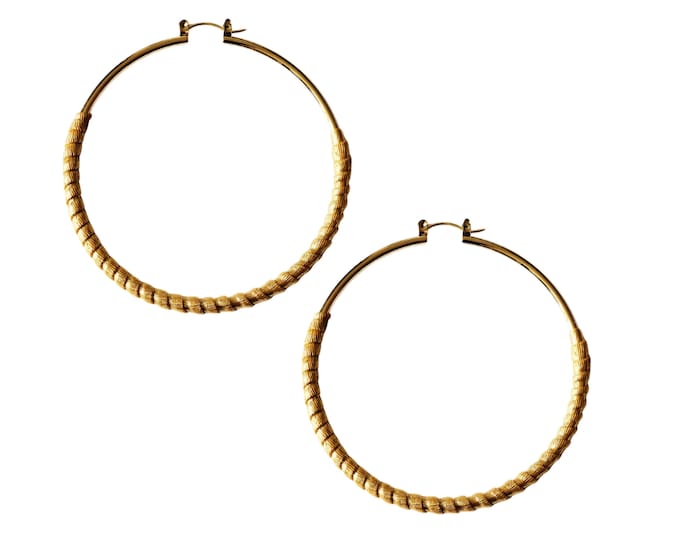 Skinny Hoops Half-Wrapped in Gold Luxe Fabric - The Perfect Balance of Edge & Elegance